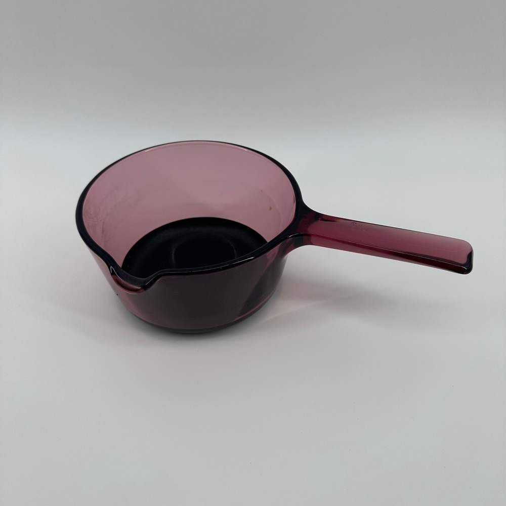 Visions‎ Corning Cranberry Glass 1L Saucepan Pour Spout USA Vintage Cookware